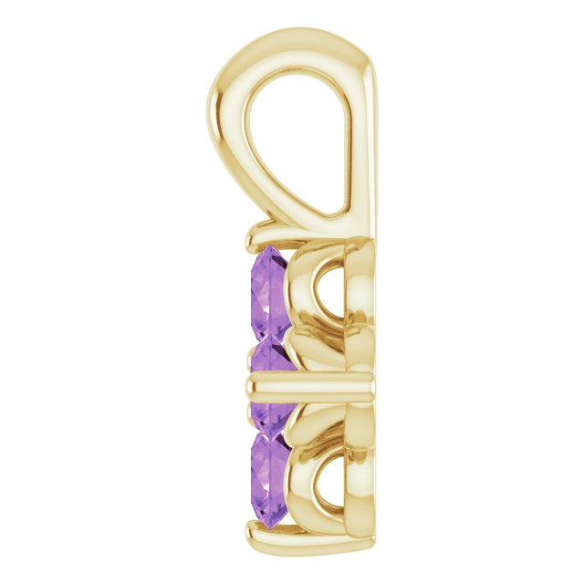14K Gold Round Natural Amethyst Youth Birthstone Necklace or Pendant II - Yellow Gold - view 3