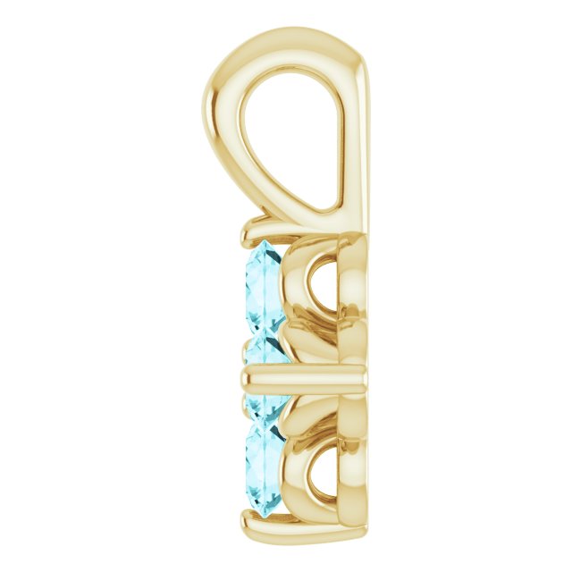 14K Gold Round Natural Blue Zircon Youth Birthstone Necklace or Pendant - Yellow Gold - view 3