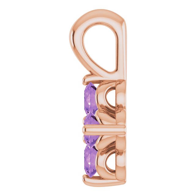 14K Gold Round Natural Amethyst Youth Birthstone Necklace or Pendant II - Rose Gold - view 3