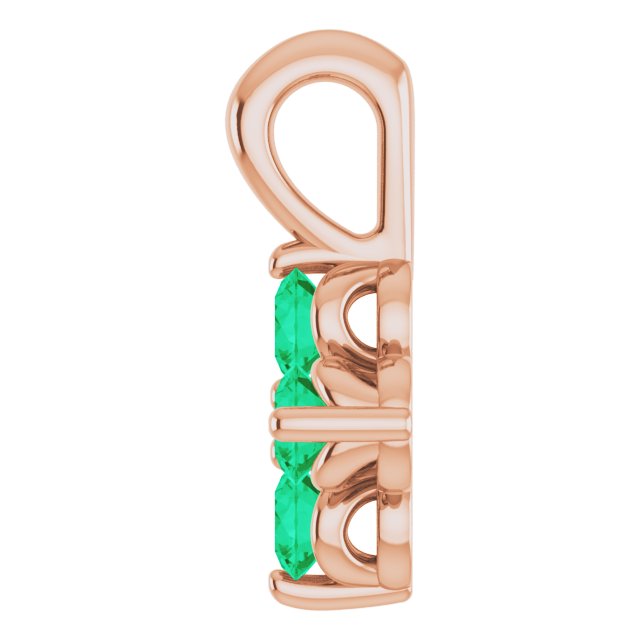 14K Gold Round Natural Emerald Youth Birthstone Necklace or Pendant II - Rose Gold - view 3