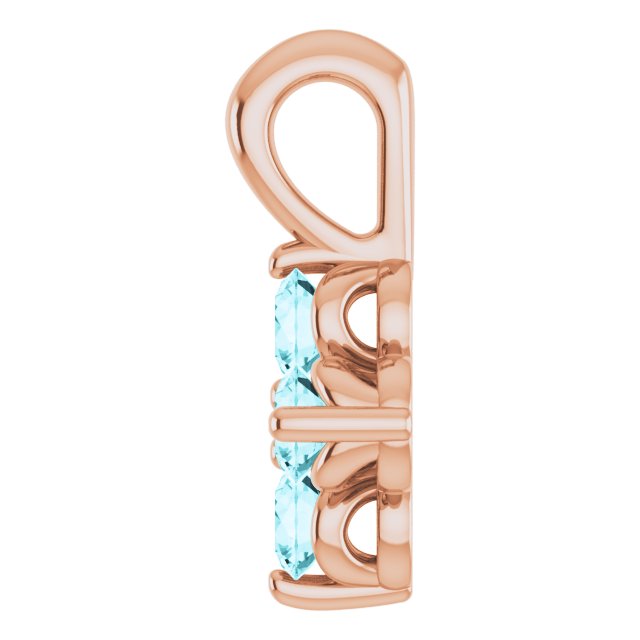 14K Gold Round Natural Blue Zircon Youth Birthstone Necklace or Pendant - Rose Gold - view 3