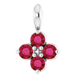 Platinum Round Natural Ruby Youth Birthstone Necklace or Pendant