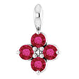 14K Gold Round Natural Ruby Youth Birthstone Necklace or Pendant II - White Gold
