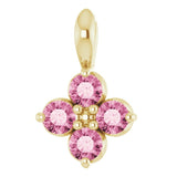14K Gold Round Natural Pink Tourmaline Youth Birthstone Necklace or Pendant II - Yellow Gold