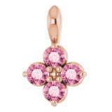14K Gold Round Natural Pink Tourmaline Youth Birthstone Necklace or Pendant II - Rose Gold