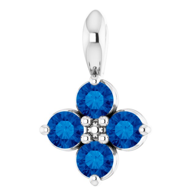 Platinum Round Natural Blue Sapphire Youth Birthstone Necklace or Pendant
