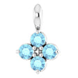 Platinum Round Natural Aquamarine Youth Birthstone Necklace or Pendant