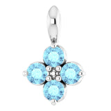 14K Gold Round Natural Aquamarine Youth Birthstone Necklace or Pendant II - White Gold