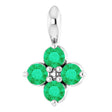 14K Gold Round Natural Emerald Youth Birthstone Necklace or Pendant II - White Gold
