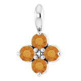 Platinum Round Natural Citrine Youth Birthstone Necklace or Pendant