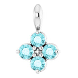 14K Gold Round Natural Blue Zircon Youth Birthstone Necklace or Pendant - White Gold