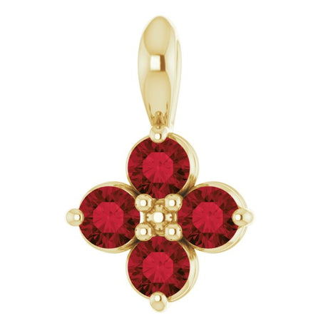 14K Gold Round Natural Mozambique Garnet Youth Birthstone Necklace or Pendant II - Yellow Gold