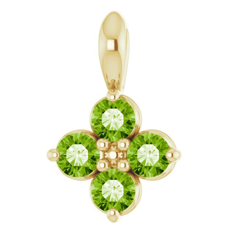 14K Gold Round Natural Peridot Youth Birthstone Necklace or Pendant II - Yellow Gold