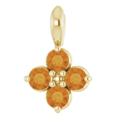 14K Gold Round Natural Citrine Youth Birthstone Necklace or Pendant II - Yellow Gold