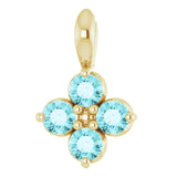 14K Gold Round Natural Blue Zircon Youth Birthstone Necklace or Pendant - Yellow Gold