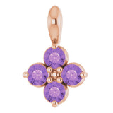 14K Gold Round Natural Amethyst Youth Birthstone Necklace or Pendant II - Rose Gold