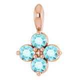 14K Gold Round Natural Blue Zircon Youth Birthstone Necklace or Pendant - Rose Gold