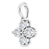 14K Gold Round Natural White Sapphire Youth Birthstone Necklace or Pendant II - White Gold - view 2