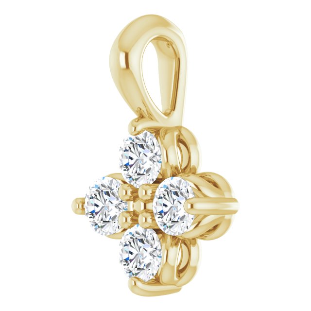 14K Gold Round Natural White Sapphire Youth Birthstone Necklace or Pendant II - Yellow Gold - view 2