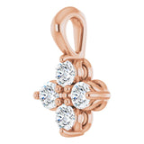 14K Gold Round Natural White Sapphire Youth Birthstone Necklace or Pendant II - Rose Gold - view 2