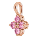 14K Gold Round Natural Pink Tourmaline Youth Birthstone Necklace or Pendant II - Rose Gold - view 2