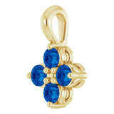 14K Gold Round Natural Blue Sapphire Youth Birthstone Necklace or Pendant II - Yellow Gold - view 2