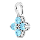 Platinum Round Natural Aquamarine Youth Birthstone Necklace or Pendant - view 2