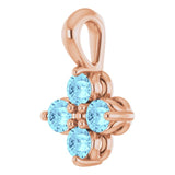 14K Gold Round Natural Aquamarine Youth Birthstone Necklace or Pendant II - Rose Gold - view 2