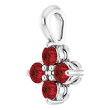 14K Gold Round Natural Mozambique Garnet Youth Birthstone Necklace or Pendant II - White Gold - view 2