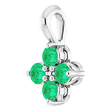 14K Gold Round Natural Emerald Youth Birthstone Necklace or Pendant II - White Gold - view 2