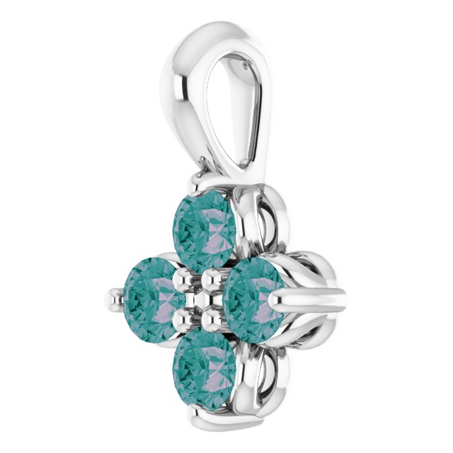 Platinum Round Natural Alexandrite Youth Birthstone Necklace or Pendant - view 2