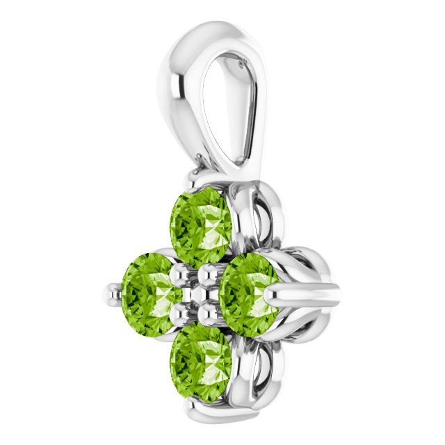 14K Gold Round Natural Peridot Youth Birthstone Necklace or Pendant II - White Gold - view 2