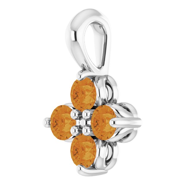 14K Gold Round Natural Citrine Youth Birthstone Necklace or Pendant II - White Gold - view 2