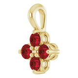 14K Gold Round Natural Mozambique Garnet Youth Birthstone Necklace or Pendant II - Yellow Gold - view 2
