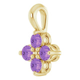 14K Gold Round Natural Amethyst Youth Birthstone Necklace or Pendant II - Yellow Gold - view 2