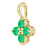 14K Gold Round Natural Emerald Youth Birthstone Necklace or Pendant II - Yellow Gold - view 2