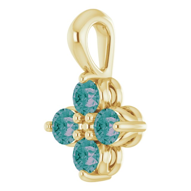 14K Gold Round Natural Alexandrite Youth Birthstone Necklace or Pendant - Yellow Gold - view 2