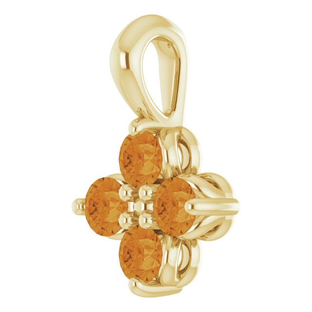 14K Gold Round Natural Citrine Youth Birthstone Necklace or Pendant II - Yellow Gold - view 2