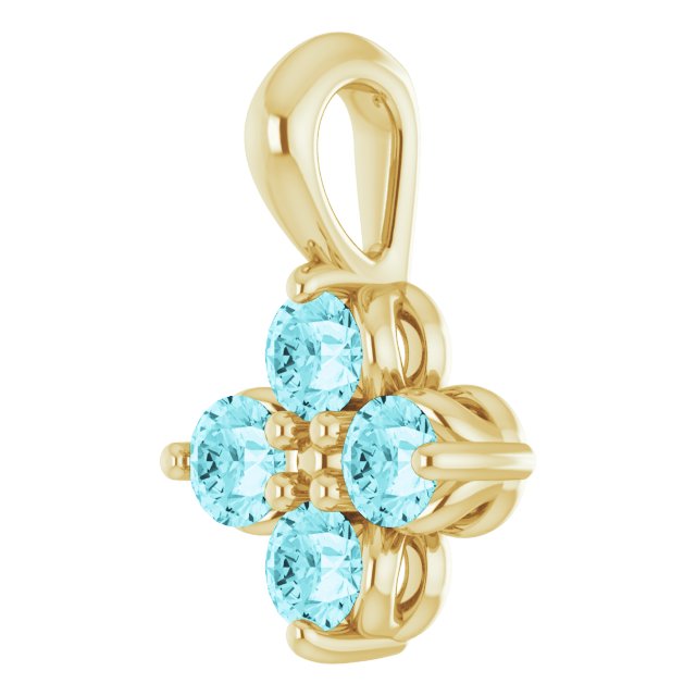 14K Gold Round Natural Blue Zircon Youth Birthstone Necklace or Pendant - Yellow Gold - view 2