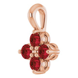 14K Gold Round Natural Mozambique Garnet Youth Birthstone Necklace or Pendant II - Rose Gold - view 2