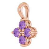 14K Gold Round Natural Amethyst Youth Birthstone Necklace or Pendant II - Rose Gold - view 2