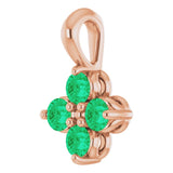 14K Gold Round Natural Emerald Youth Birthstone Necklace or Pendant II - Rose Gold - view 2