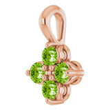 14K Gold Round Natural Peridot Youth Birthstone Necklace or Pendant II - Rose Gold - view 2