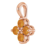 14K Gold Round Natural Citrine Youth Birthstone Necklace or Pendant II - Rose Gold - view 2