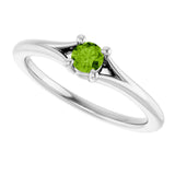 14K Gold Round Natural Peridot Youth Solitaire Ring - White Gold - view 10