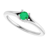 Platinum Round Natural Emerald Youth Solitaire Ring - view 10