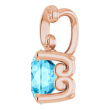 14K Gold Round Natural Aquamarine Solitaire Pendant - Rose Gold - view 3