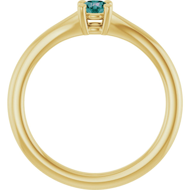 14K Gold Round Lab-Grown Alexandrite Youth Solitaire Ring - Yellow Gold - view 7