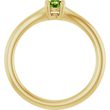 14K Gold Round Natural Peridot Youth Solitaire Ring - Yellow Gold - view 7