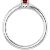 14K Gold Round Natural Mozambique Garnet Youth Solitaire Ring - White Gold - view 7